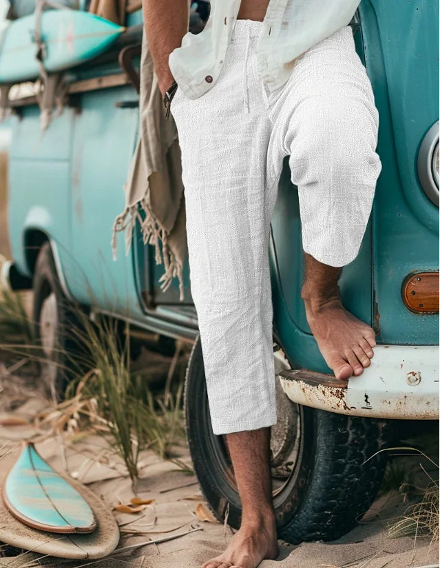 Casual Loose Men's Cropped Shorts Summer Shorts Beach Pumping Straight Pants Solid Color Comfortable Transparent Outdoor Wholesa