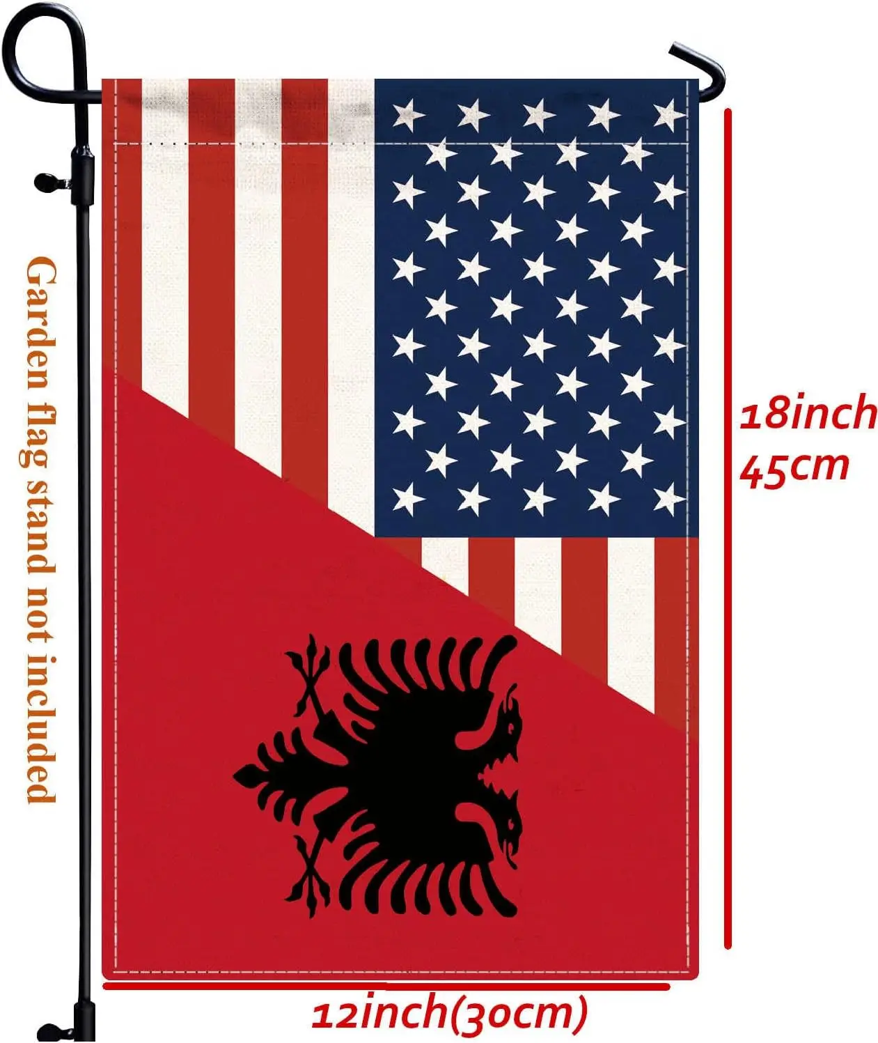 Albania USA Friendship Garden Flag,12x18 in Heavy Duty Albanian America US Outdoor Banner for Patio Yard with Double Side