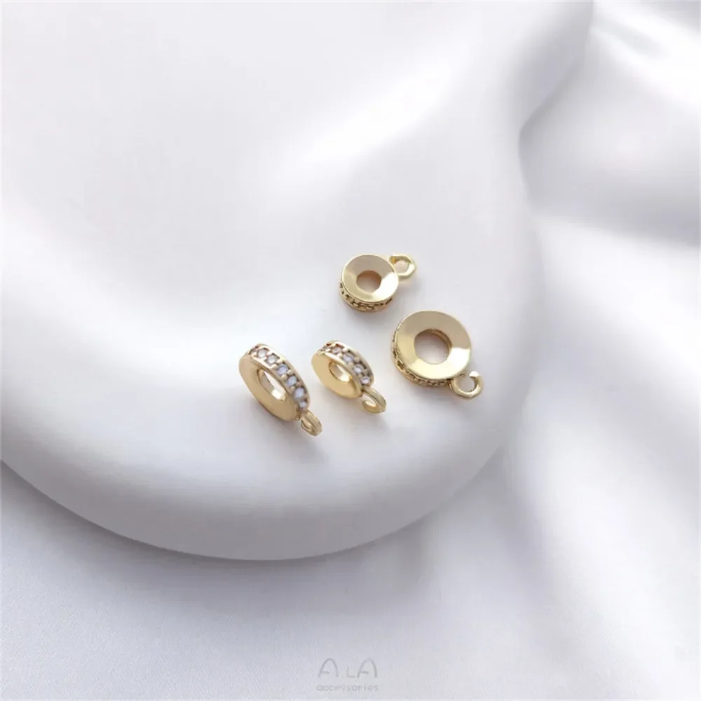 Band Hanging Drill Ring 14K Package Gold Color Band Opening Hanging Ring Zircon Spacer DIY Bead Spacer Jewelry Accessories