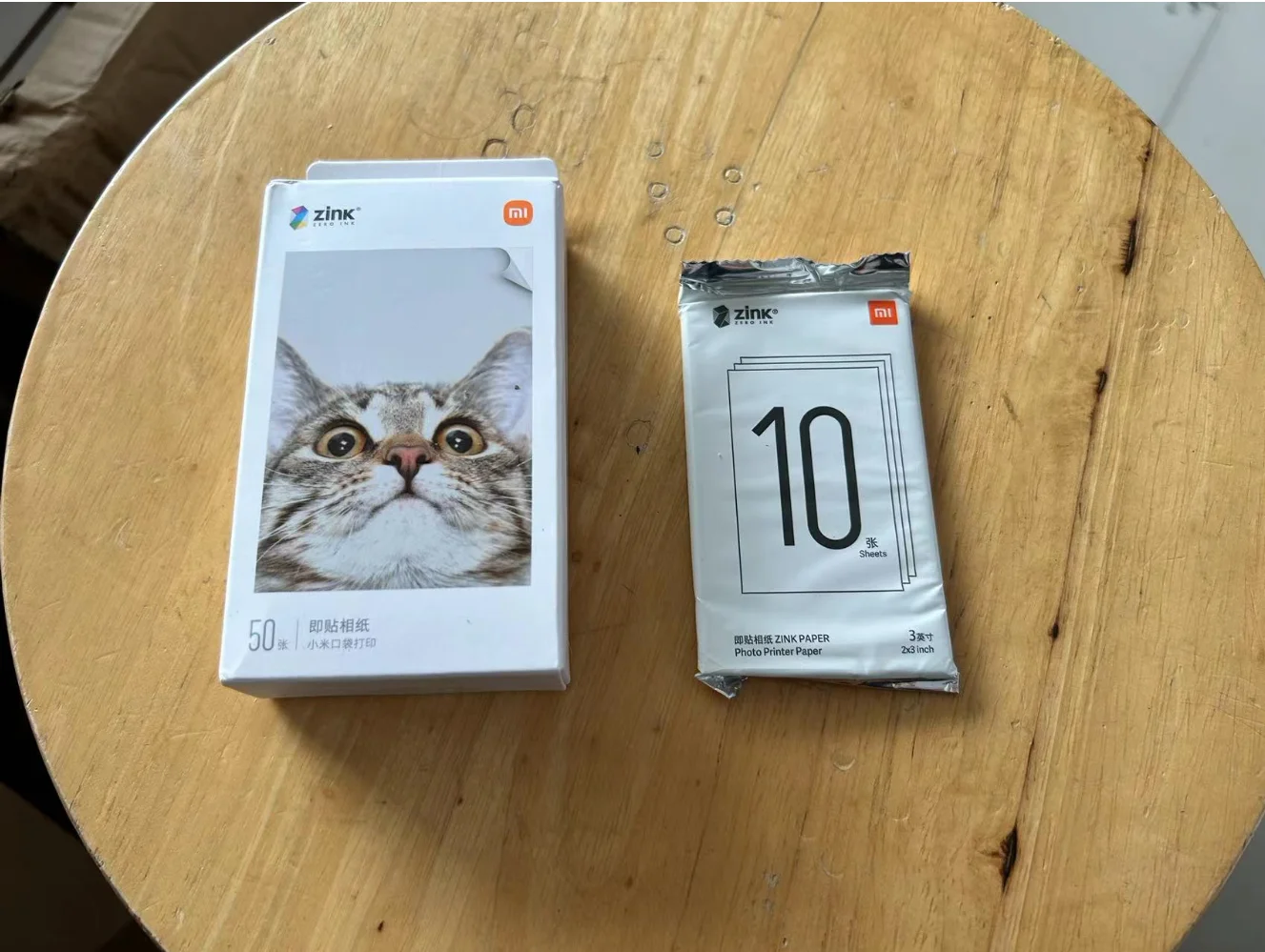 オリジナルxiaomiポケットプリンタ紙、自己粘着フォトプリントシーツ、紙だけ、ジンク、3 "ミニ