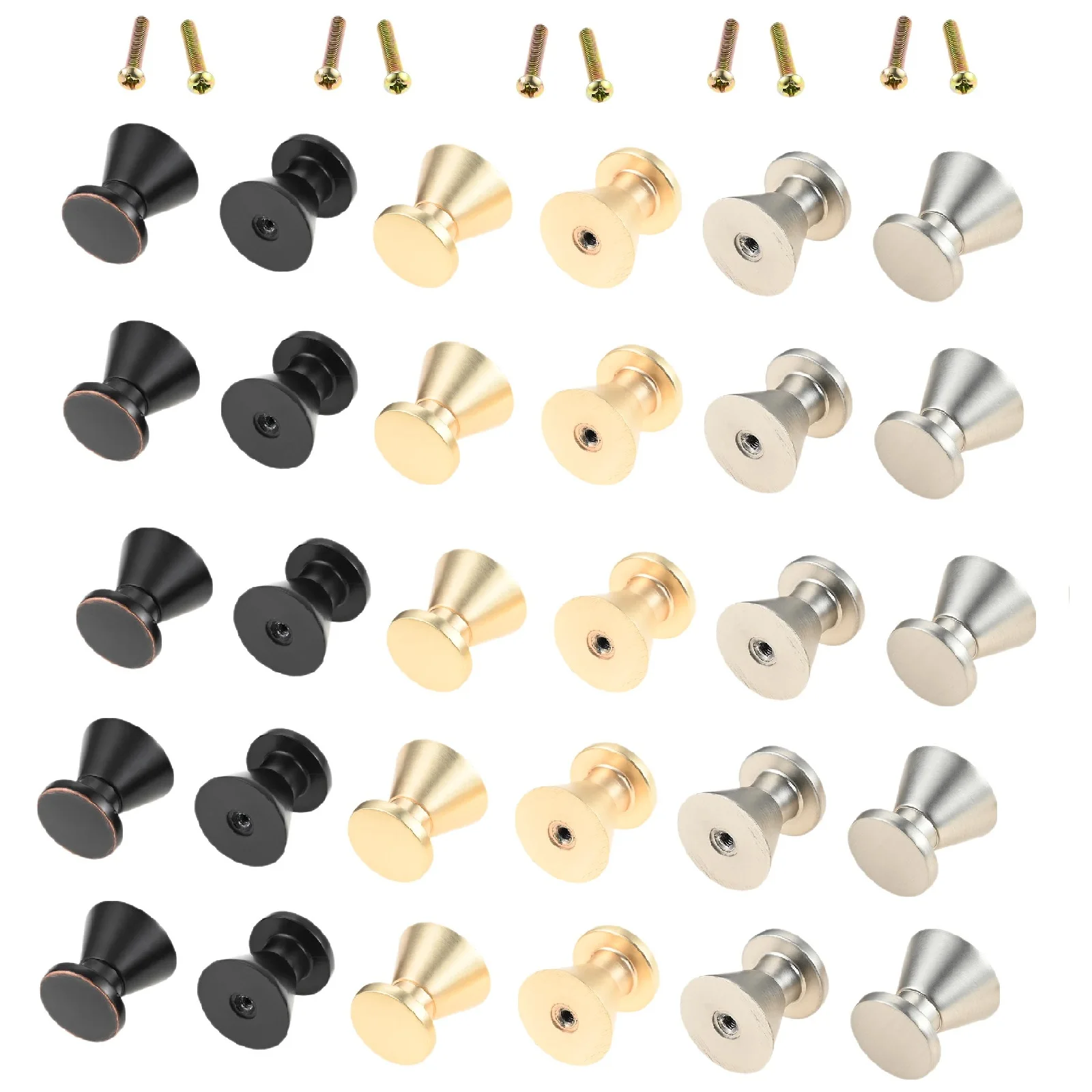 

5pcs Simple Alloy Knobs w/screw Solid Meta Brushed Nickel/Copper Black Ball Handle 1Inch Mini Pull Decor Cabinet Drawer Wine Box