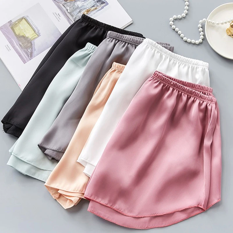 Fashion Safety Pants Ice Silk Boxer Shorts Mid-Rised Seamless Underwear Mid-Rised Intimates Anti-Emptied Ladies Safety Pants