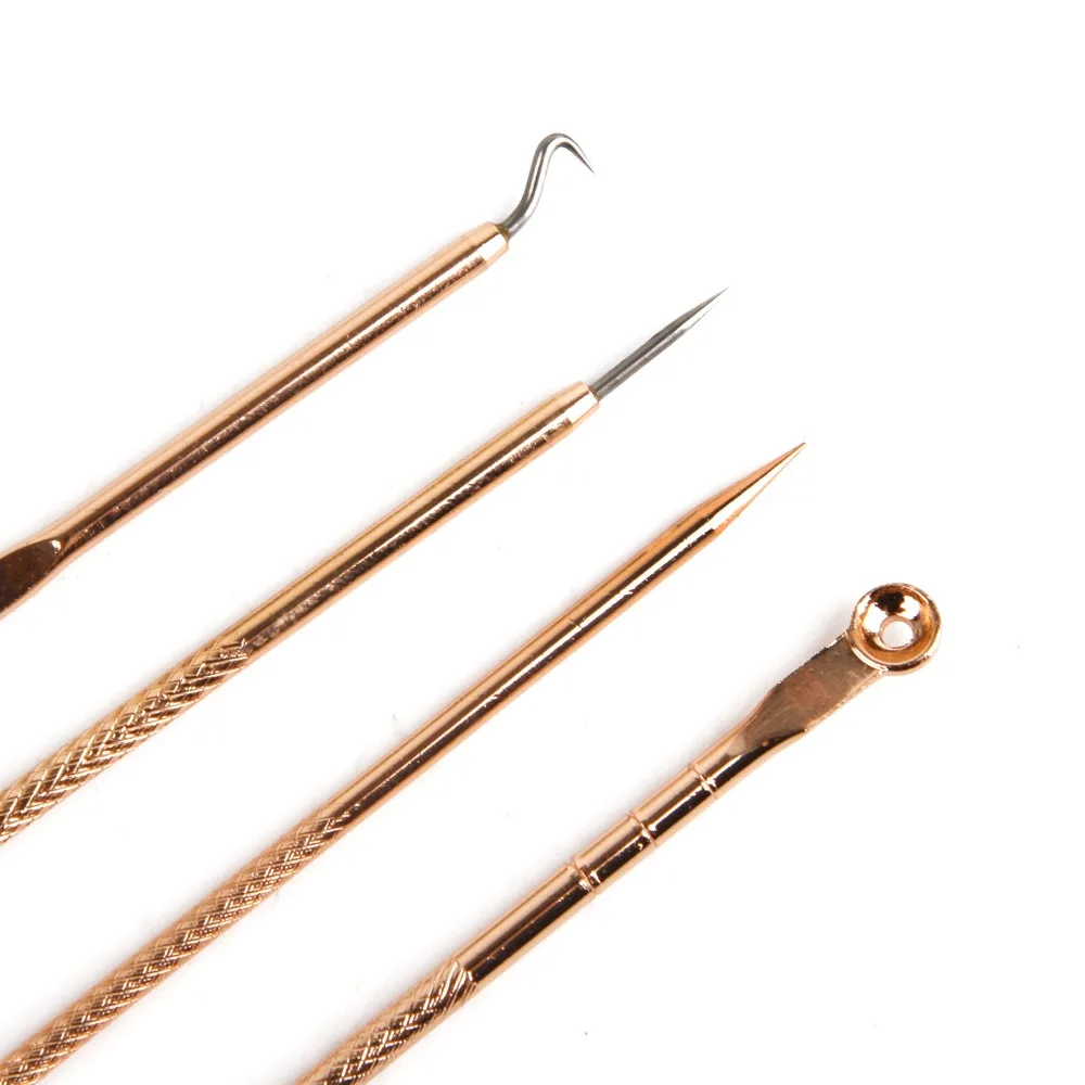 Grattage et fermeture Salon de beauté nettoyant en profondeur pince à points noirs dissolvant de boutons aiguille d'acné 4x Kit d'outils pour enlever les points noirs