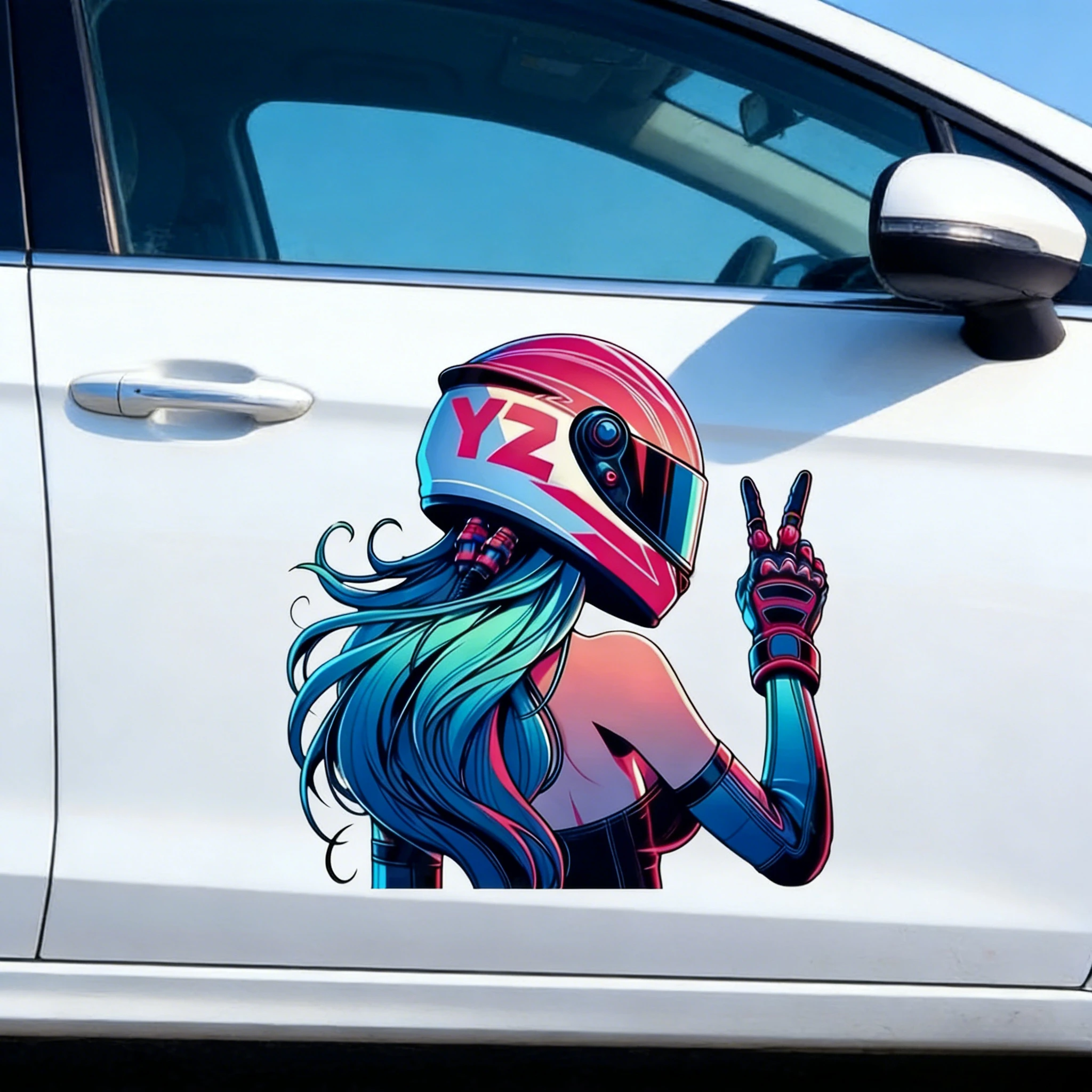 

Cartoon Biker Girl Car Sticker, JDM Racing Style Vinyl Decal for Car Truck Van, Waterproof Auto Exterior Accessories