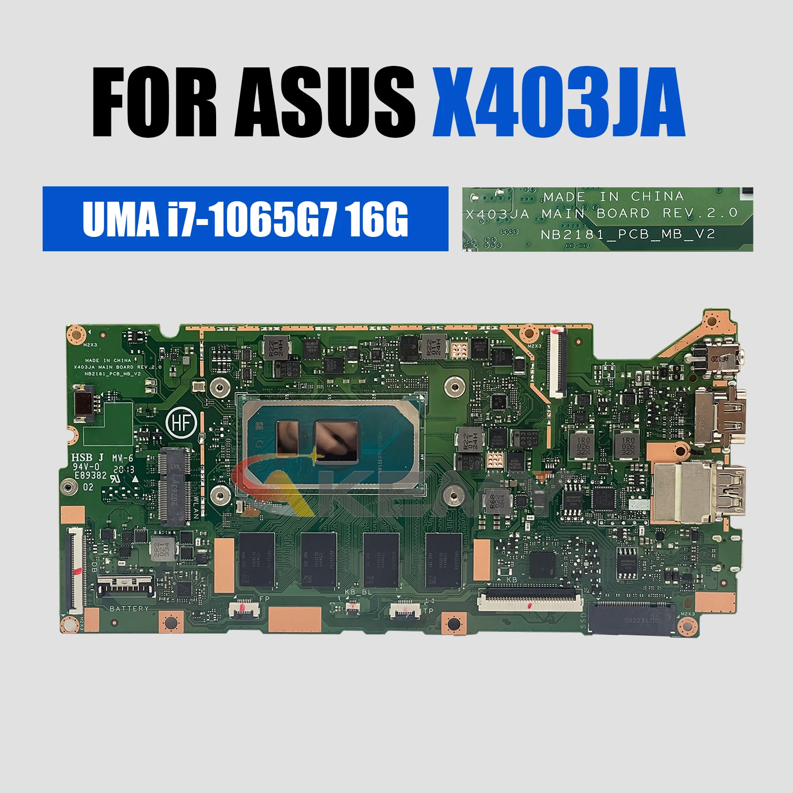 Carte mère X403JA pour Asus VivoBook 14 X403J X403JA S403JA i5 i7 CPU 8G/16G RAM - Photo 9/9