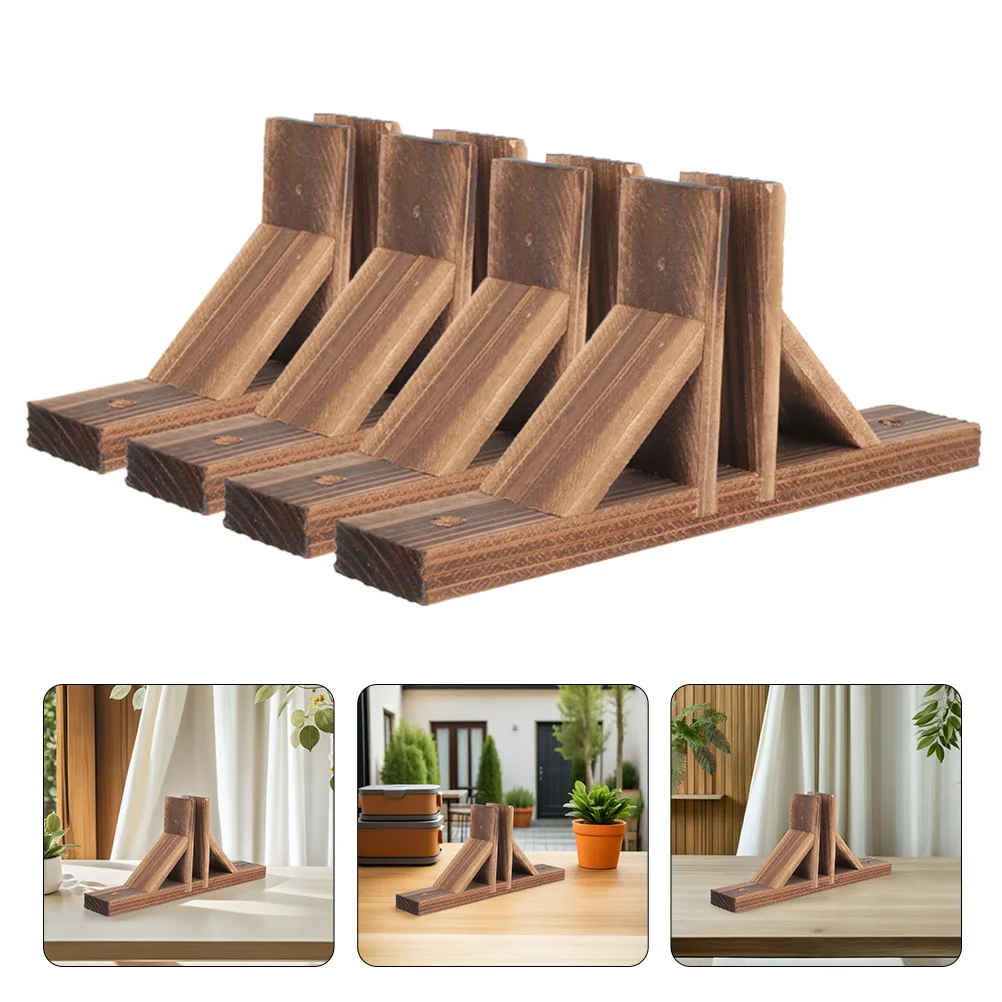 

4 Pcs Solid Wood Fence Yard for Holder Edging Base Gardening Brown Support Baby