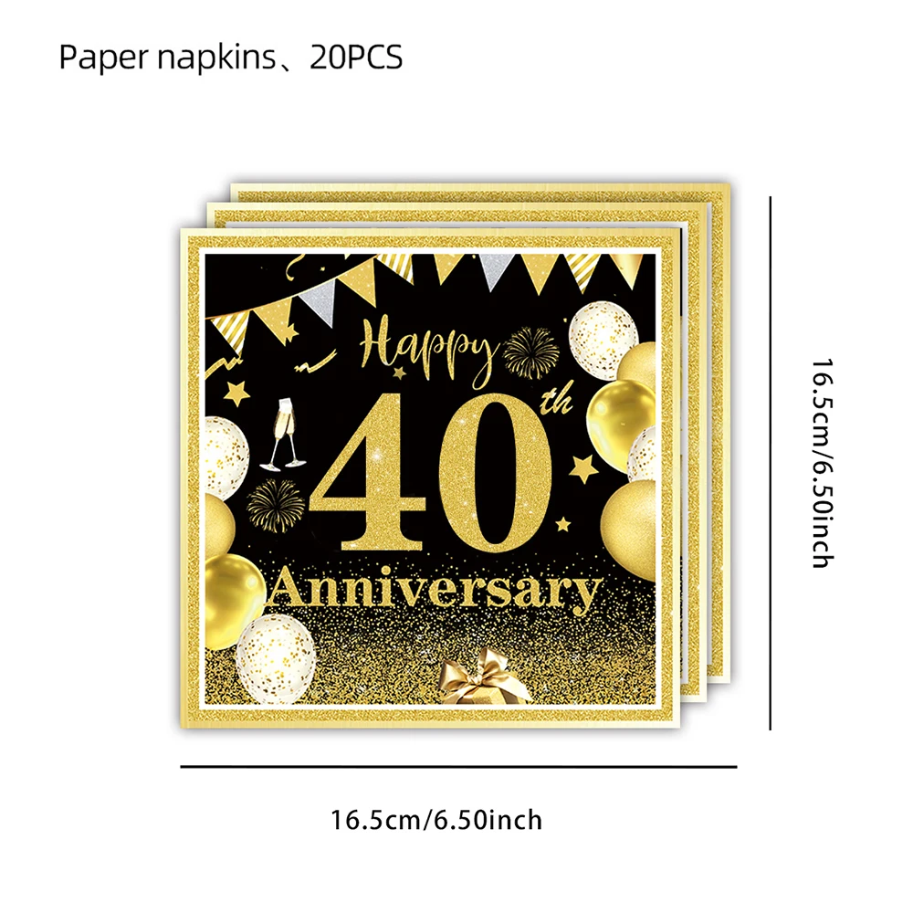 20-100 Stück Cocktail-Servietten zum 40. und 60. Geburtstag, Schwarz-Gold und Weiß-Gold, Dinner-Servietten, Hochzeitsjubiläum, Geburtstagsfeier-Deko – Detail 3