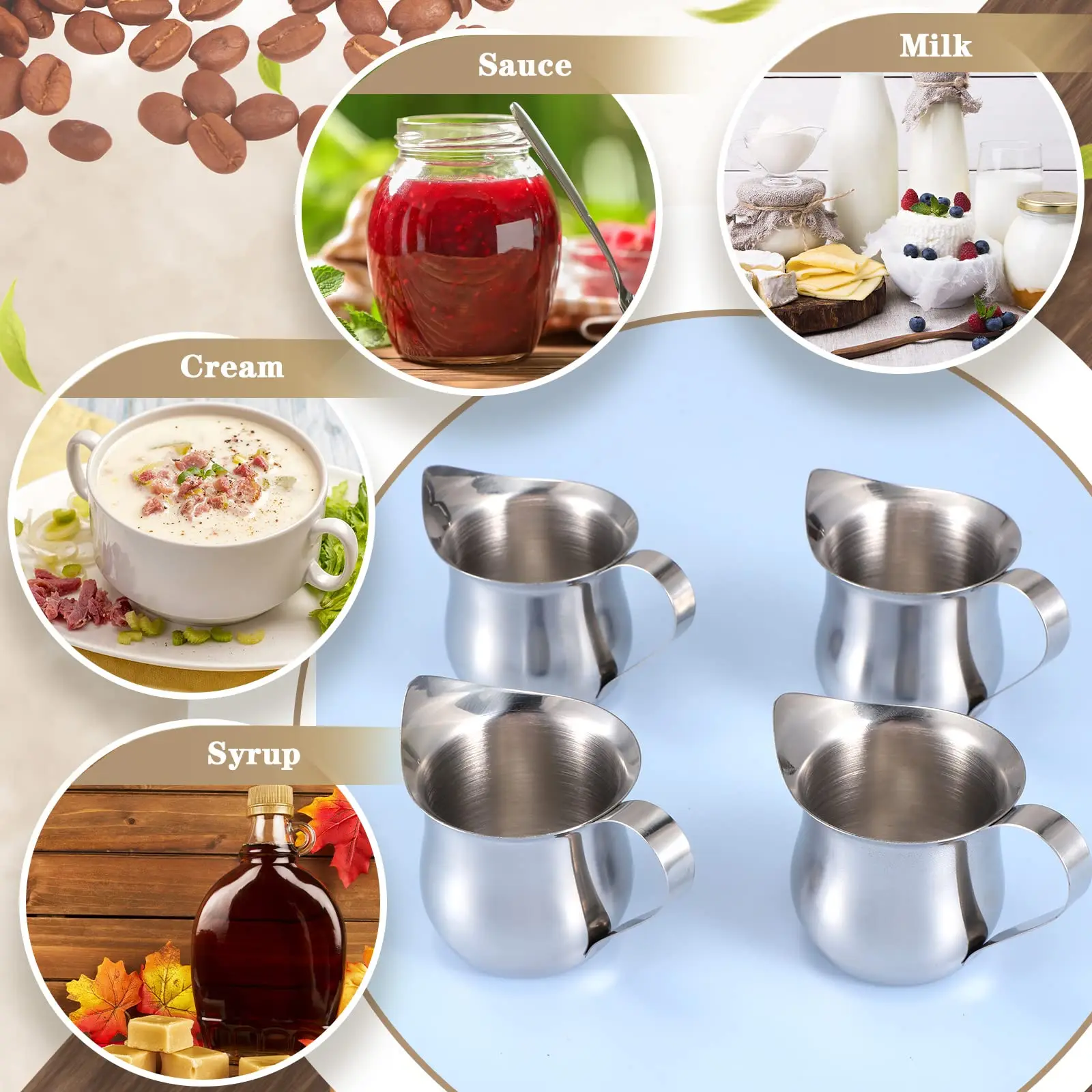 Coffee Milk Frothing Pitcher Cup Stainless Steel Espresso Creamer Pitchers Ounce Measuring Cup with Pouring Spout Coffeeware