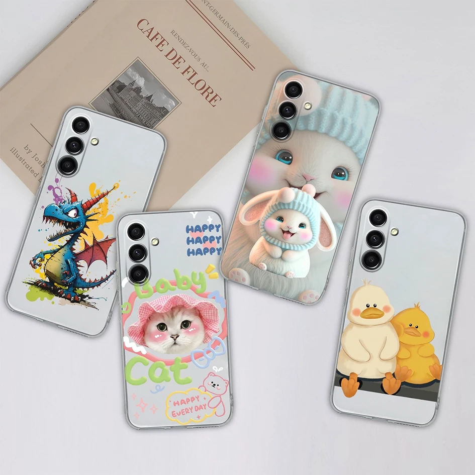 Funda transparente para Samsung A16, carcasa de silicona suave, diseño de moda, protección de lente, 6,7 pulgadas