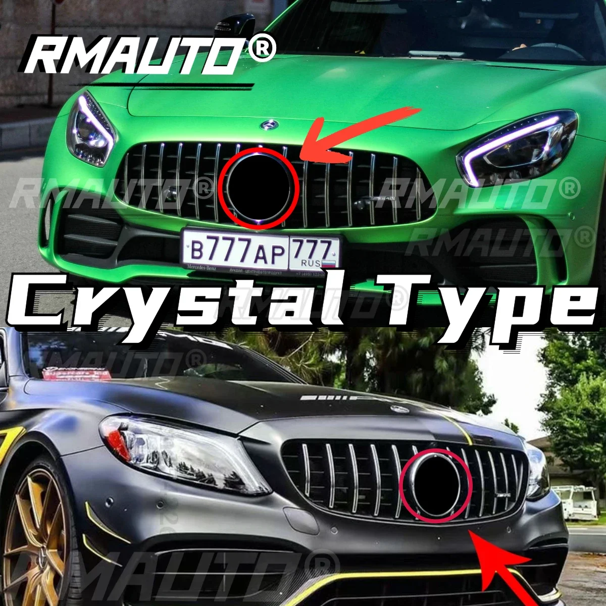 

Crystal Type Car Front Logo Middle Emblem Grille Badge For Mercedes Benz W204 W205 W212 W213 A B C E S Class CLA GLA GLC GLE GLS