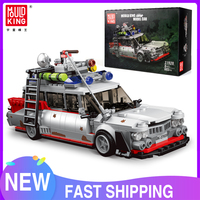 MOULD KING 27020 Technical Car Toys The Mini Ghost Bustered ECTO-1 Car Model Assembly Building Block Brick Kids Christmas Gifts