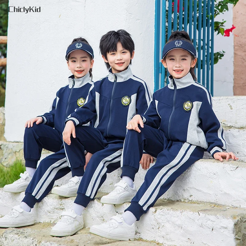 Girls Hip Hop Bomber Jacket Joggers Boys Contrast Coat Sport Pants Clothes Sets Children School Uniforms Kids Outwear Outfits