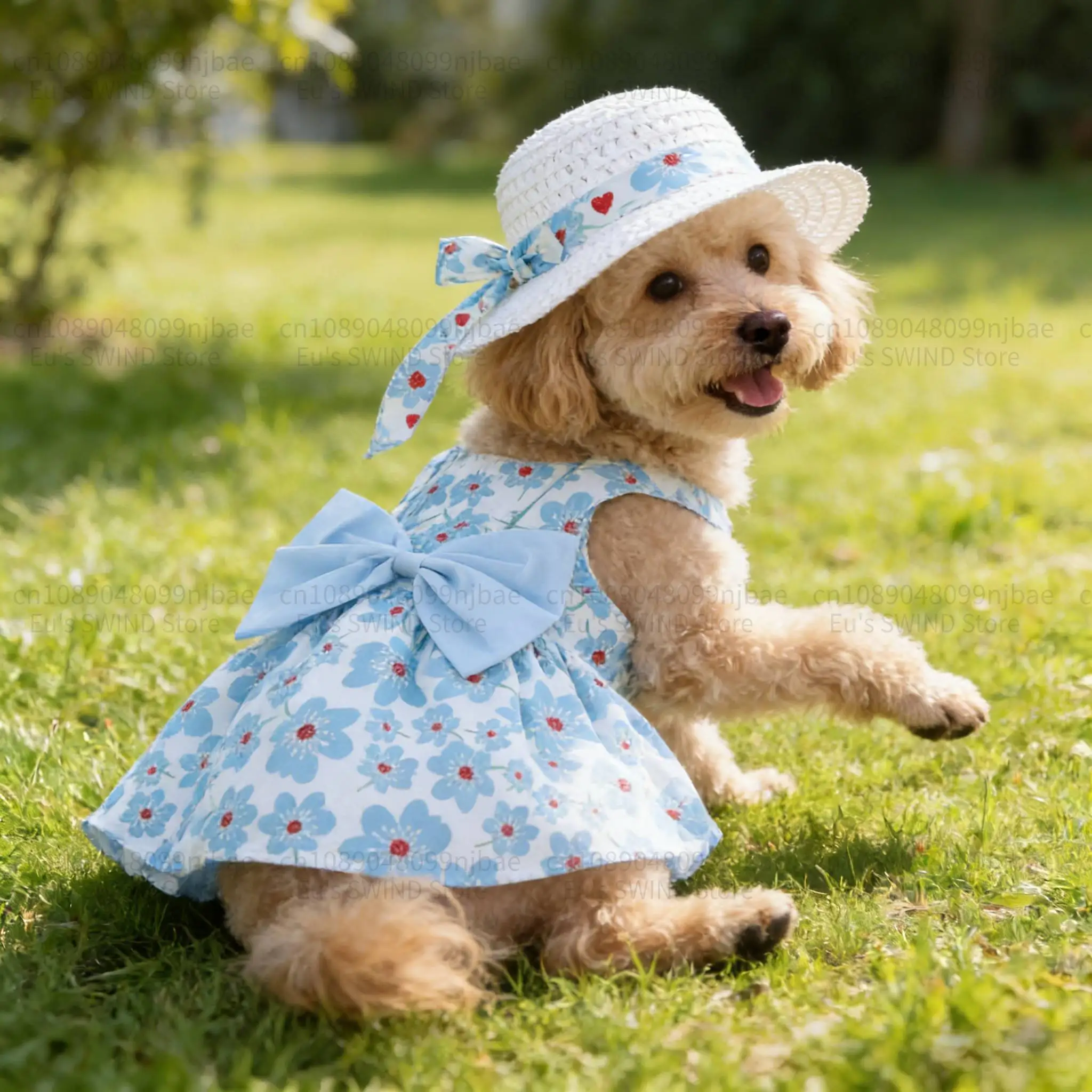 Sommer-Baumwollkleid für Welpen, Prinzessinnen-Hundekleidung, niedliche Haustierkleidung für mittelgroße Hunde, Pudel, Schnauzer, Samojede, Haustierbedarf