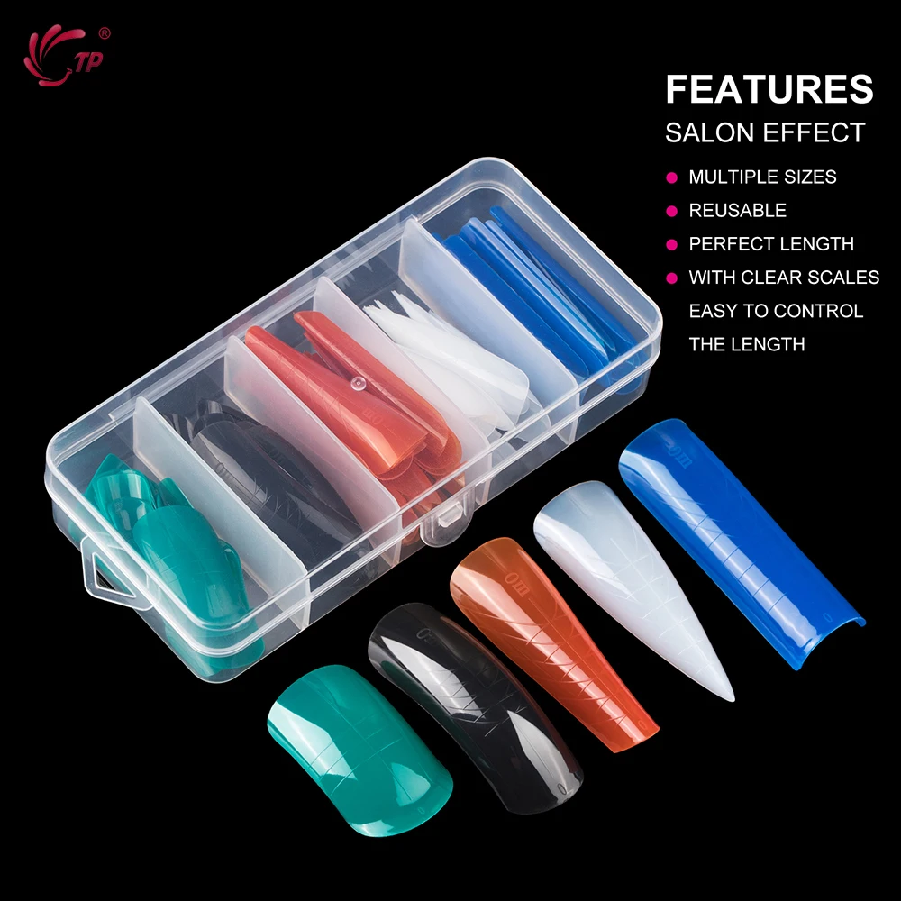 TP New 60pcs/75pcs Dual Nail Forms Quick Building Gel Mold Full Cover Acrylic False Nail Tips Top Forms Extension Manicure Tools