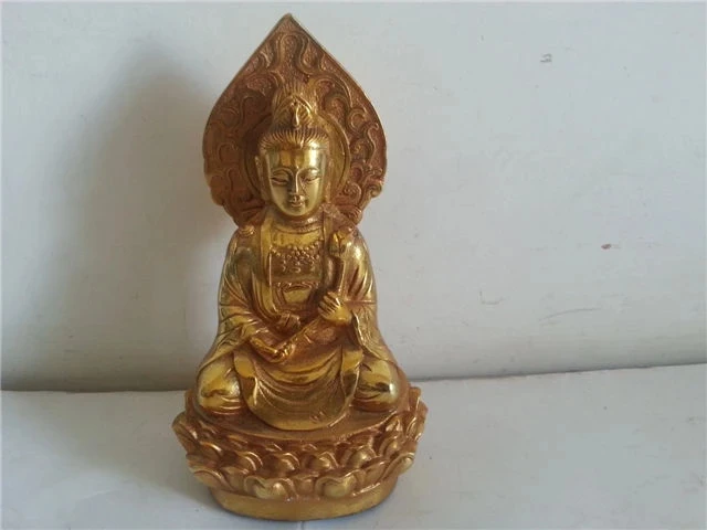 

Elaborate old Chinese qing Dynasty brass Guan Yin Sitting on Lotus Buddha statue