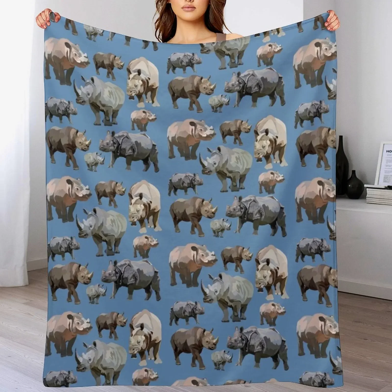 

Rhino Species Throw Blanket Soft Beds christmas gifts Luxury Brand Blankets