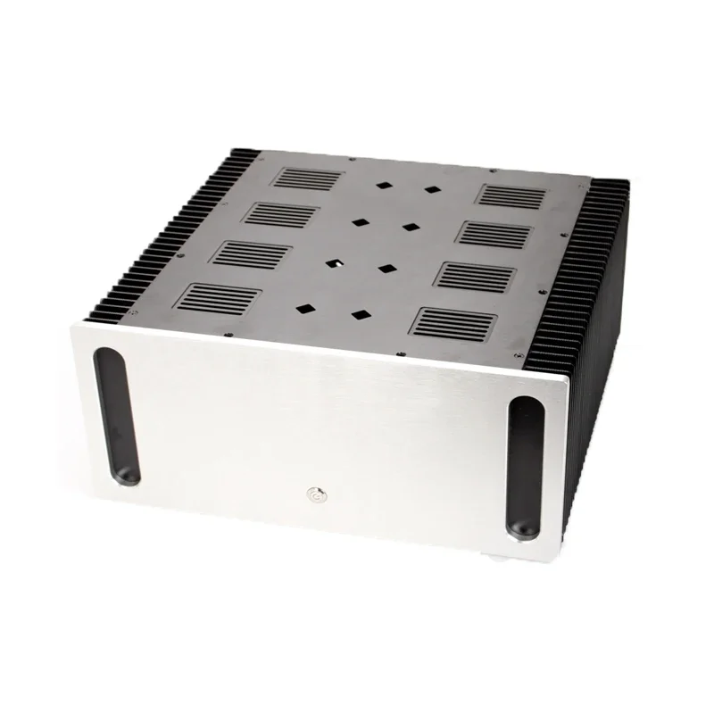 KYYSLB 412*430*200MM All Aluminum Class A Rear Stage Amplifier Chassis Box House DIY Enclosure with Switch Amplifier Case Shell