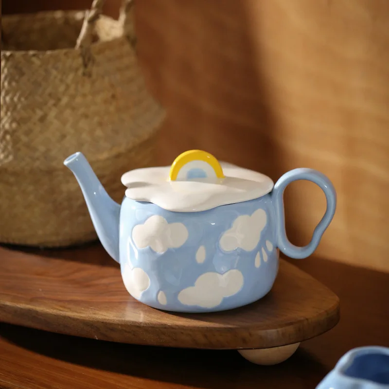 hand-painted-blue-sky-clouds-ceramic-teapot-large-capacity-high-temperature-resistant-tea-cold-kettle-cute-home-tea-set