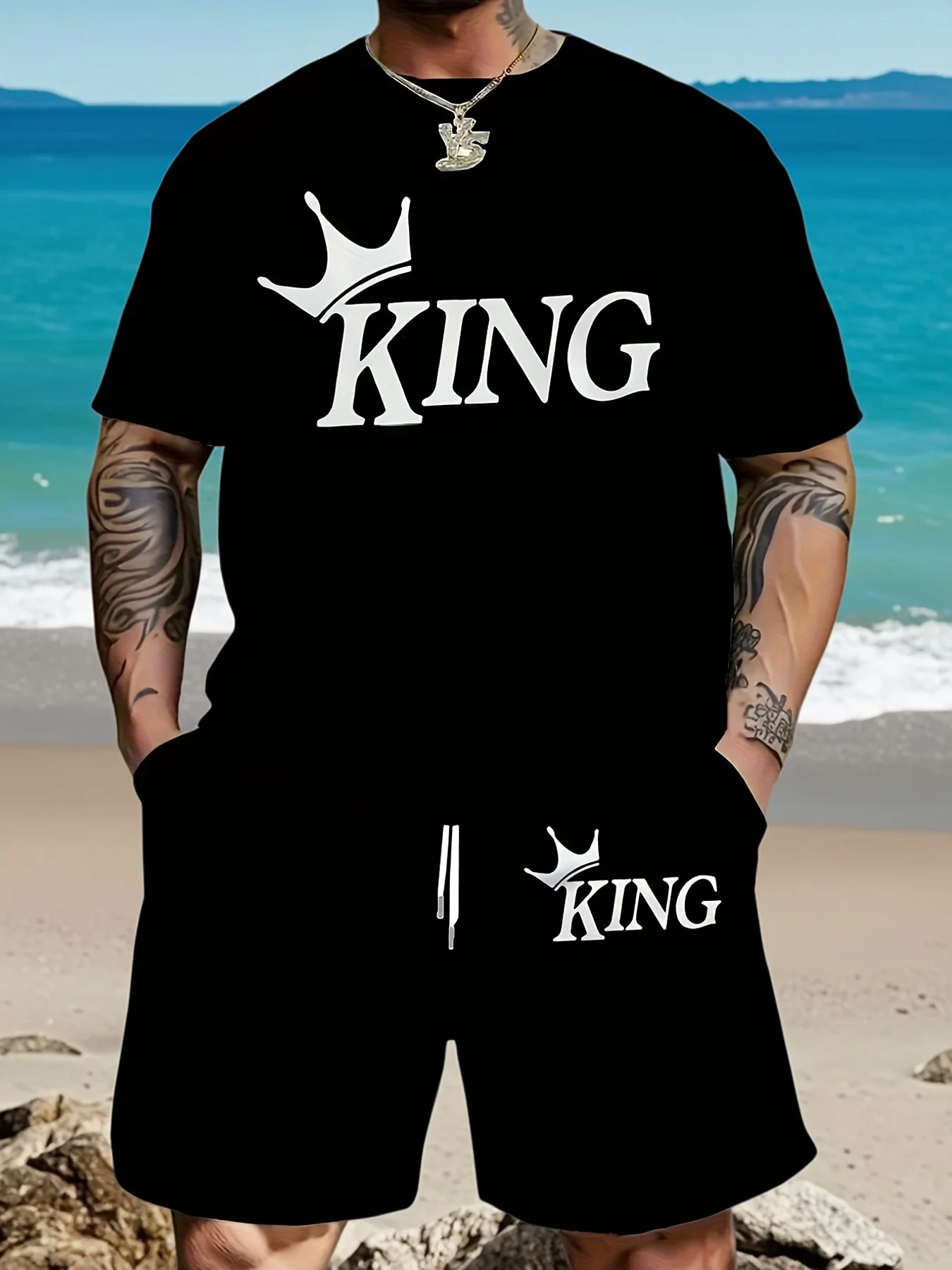 

Summer Women's 2 Piece Outfits Letter Print Crew Neck Short Sleeve Tee and Casual Shorts Set Soft Slimming Lounge Wear