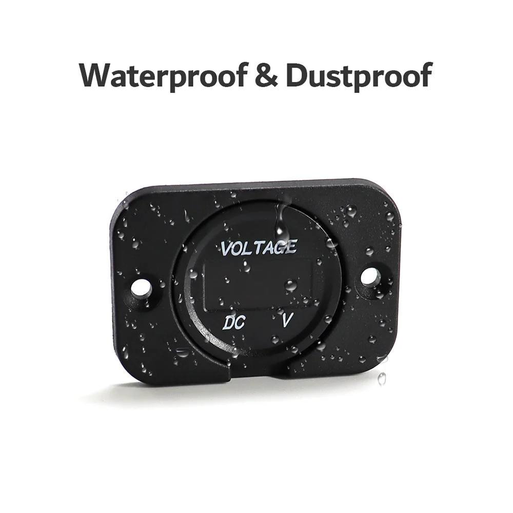Digitales Spannungsmessgerät DC 12-24V Wasserdichtes Rundes Messgerät Auto-Voltmeter mit LED-Digitalanzeige für Auto Motorrad Boot Wohnmobil – Detail 3
