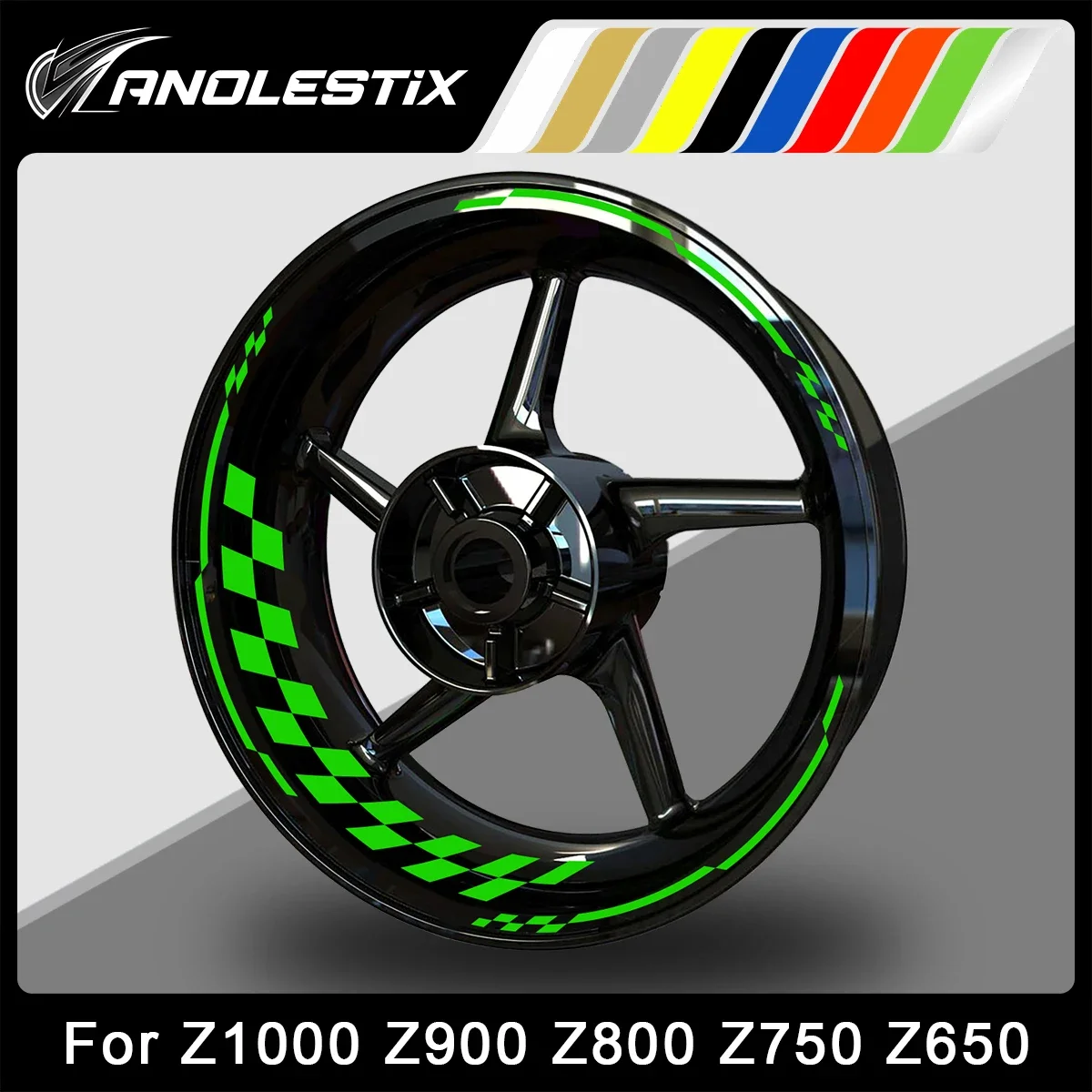 

AnoleStix Reflective Motorcycle Wheel Sticker Hub Decal Rim Stripe Tape For Kawasaki Z1000 Z900 Z800 Z750 Z650