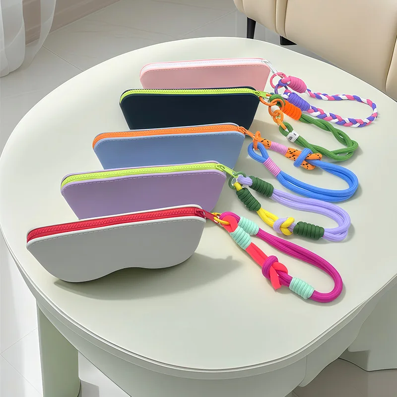 1x Brillenaufbewahrungstasche Dopamin-Silikon-Brillentasche mit Hängeseil Sonnenbrillenaufbewahrungstasche Handgelenktasche
