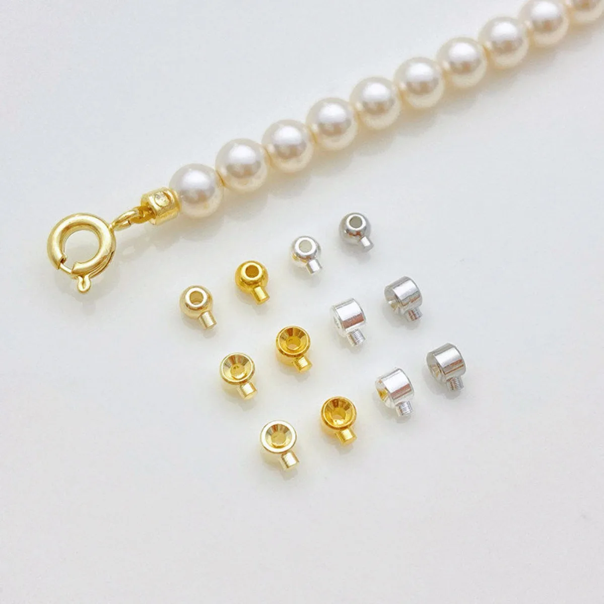 14K Gold Plated Mini 2.5mm Positioning Snap Buckle DIY Bracelet Necklace End Buckle Jewelry Findings