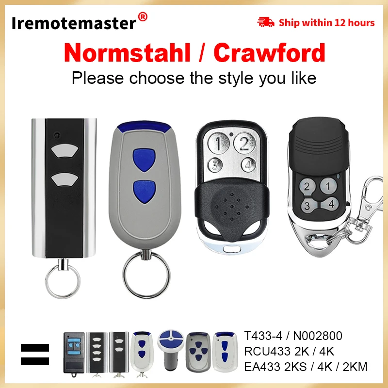 Garage Door Opener Remote Control For CRAWFORD/NORMSTAHL RCU 433 2K RCU 433-4 EA433 2KM Mikro EA433 2KS EA433 4KS N002800 T433-4