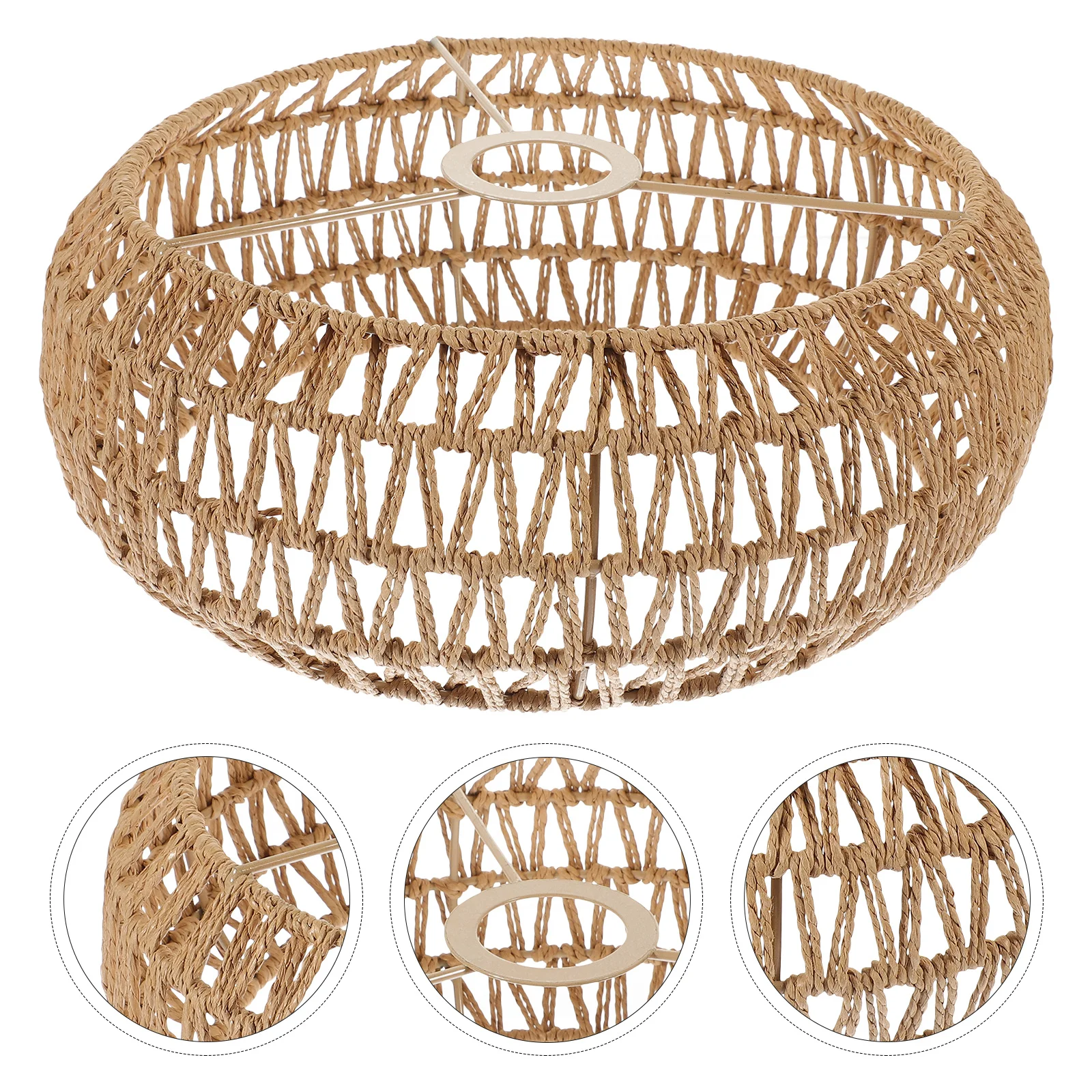 الرجعية حبل القنب غطاء مصباح المنسوجة قلادة غطاء خفيف للمزرعة ريفي الحديثة ثريا تركب بالسقف ديكور فندق المنزل