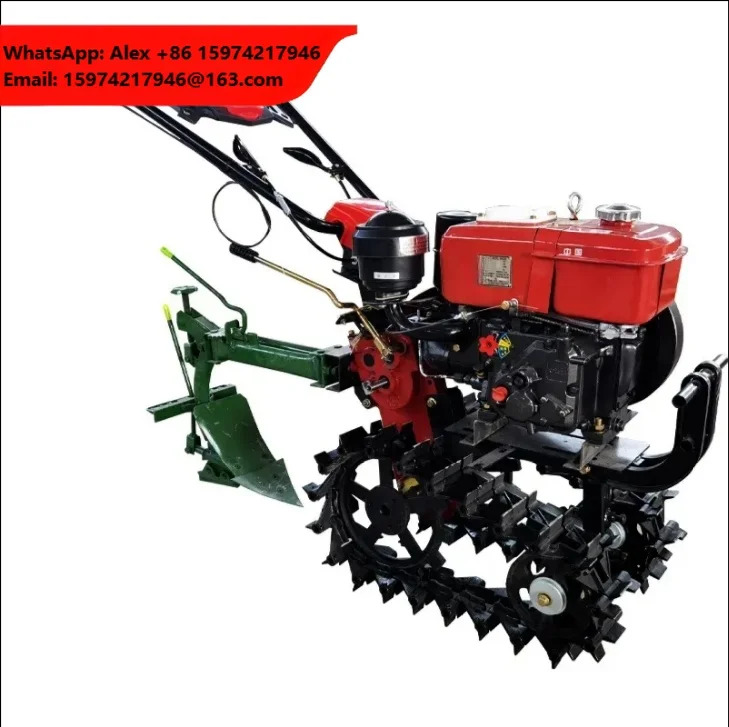 Hand Held Trenching And Fertilizing Micro Cultivator Self-propelled Chain Track Cultivator Double Chain Track Rotary Cultivator