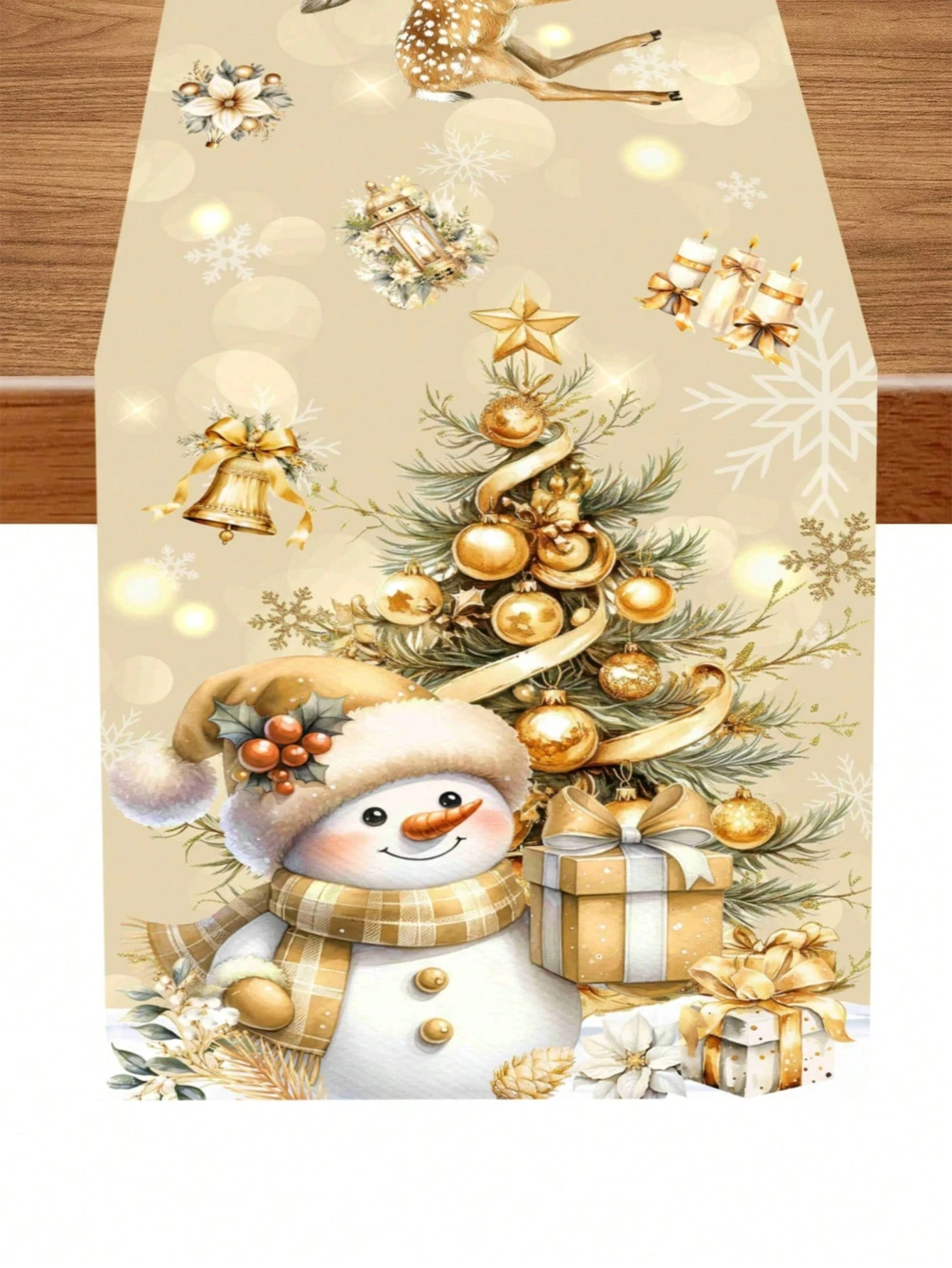 1 قطعة عيد الميلاد احتفالي الجدول عداء 2D طباعة الغزلان ثلج نمط ديكور للطاولات الحاضر لوكس الموسمية #2