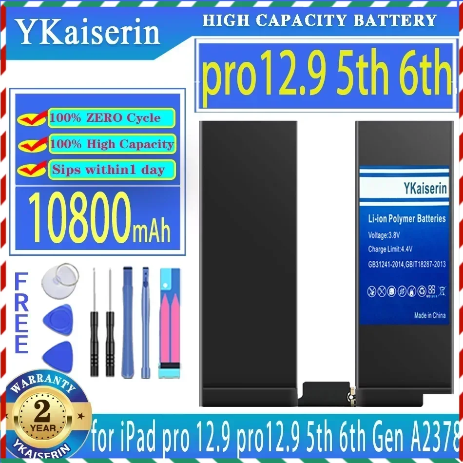 YKaiserin 10800mAh/14600mAh Replacement Battery For ipad Pro 12.9 2nd 3rd 4th 5th 6th Gen A2378 A2461 A2379 A2462 2022 2021