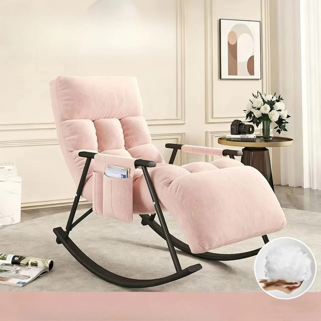 

//With Storage Fabric Cover Chaise Lounge For Living Room Bedroom Dining Room Modern Design Hotel Luxury Rocking Arm Chair Sofa