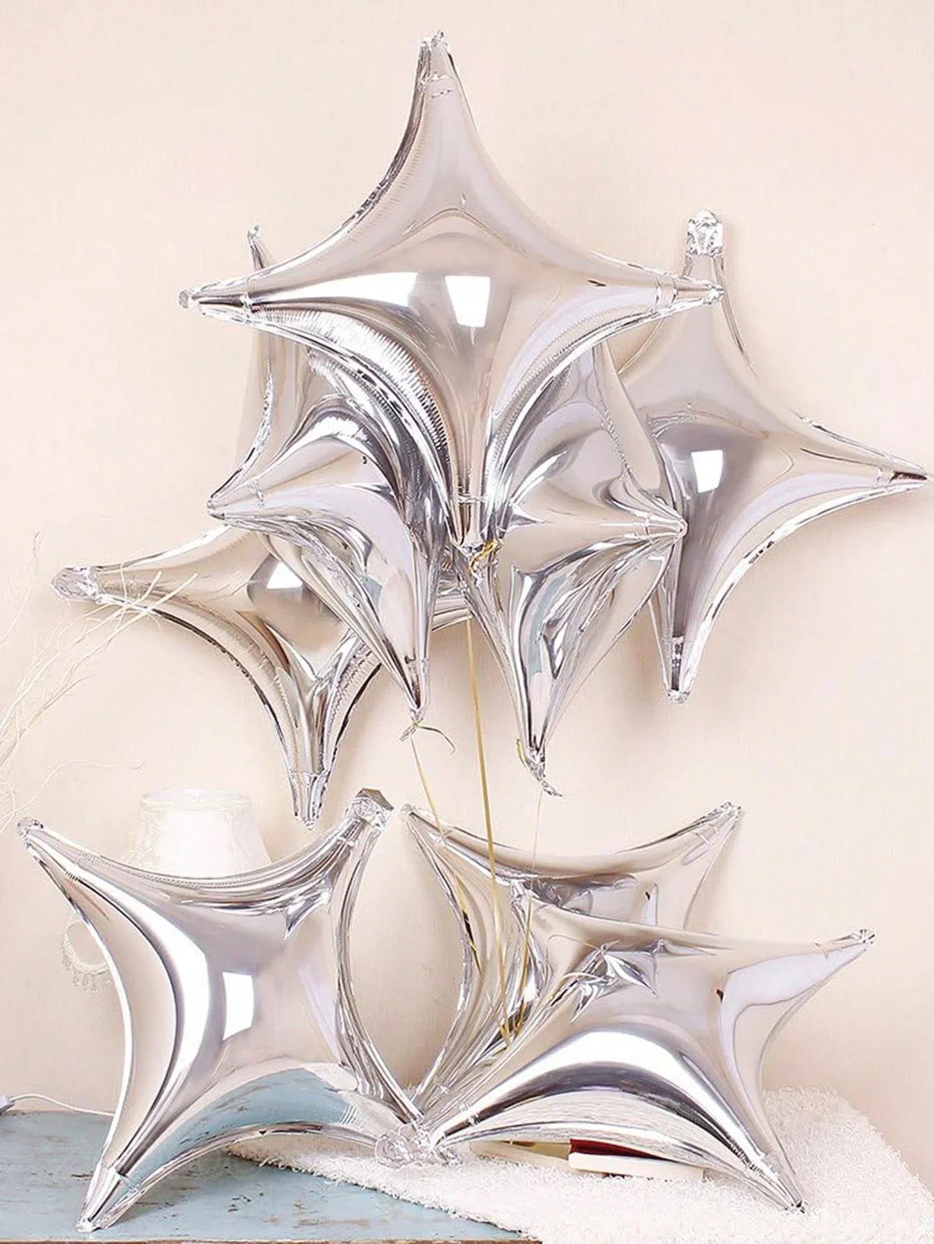 40pcs 10 inch gold and silver four corner star aluminum film balloons birthday party wedding decoration balloons