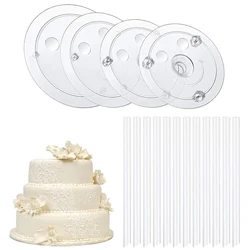 Cake Sticks Support Rods with Cake Board Drums,White Plastic Cake Separator Plates for Chic Multi-Tiered Cake in the Parties