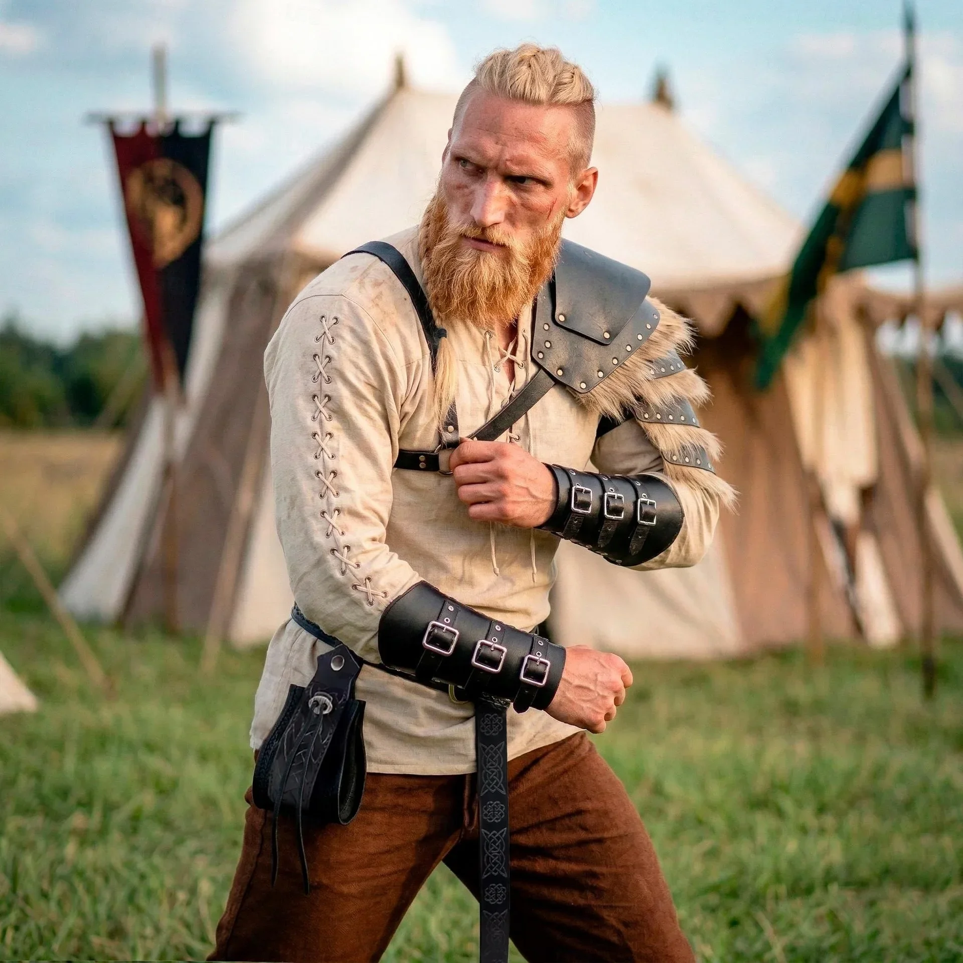 Conjunto de Armadura Medieval Renacentista de 7 Piezas, Disfraz de Guerrero Vikingo, Disfraz Elegante para Hombre