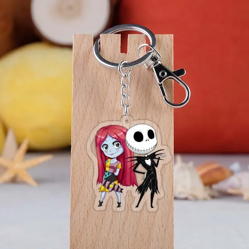 The Nightmare Before Christmas Keyrings Jack Skellingtone Key Chains Acrylic Pendants Keychain Charms Accessories Christmas Gift