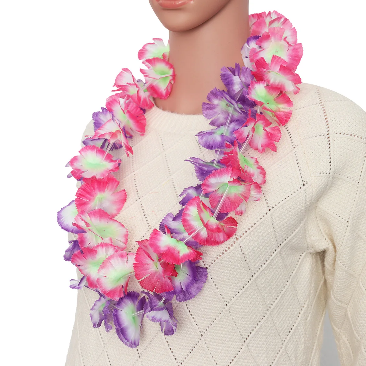 

24pcs Flower Lei Garland Hawaiian Party Decorations Jungle Theme Banner For Luau Event Cloth Hanging