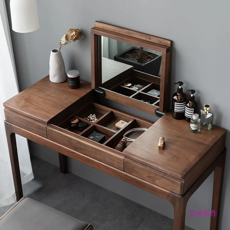 North American black walnut all-solid wood dresser, computer desk integrated table