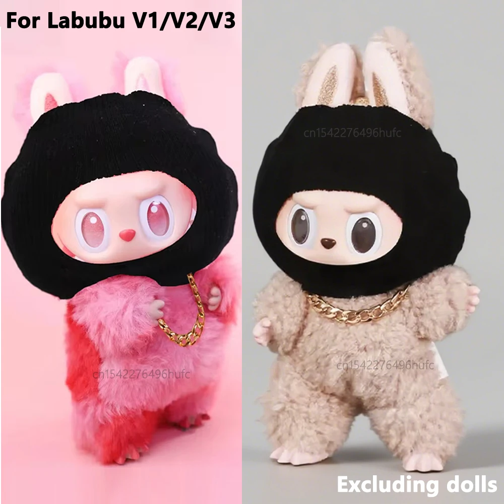 

Модная крутая черная маска, золотая цепочка для головного убора Labubu Ropa, маска с золотым ожерельем для Labubu V1 V2 V3, модные аксессуары для кукол