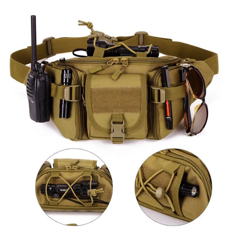 

Men's Outdoor Multifunctional Nylon Army Large Capacity Waist Pack Waterproof Multifunction Crossbody Bags Unisex Fanny Bag