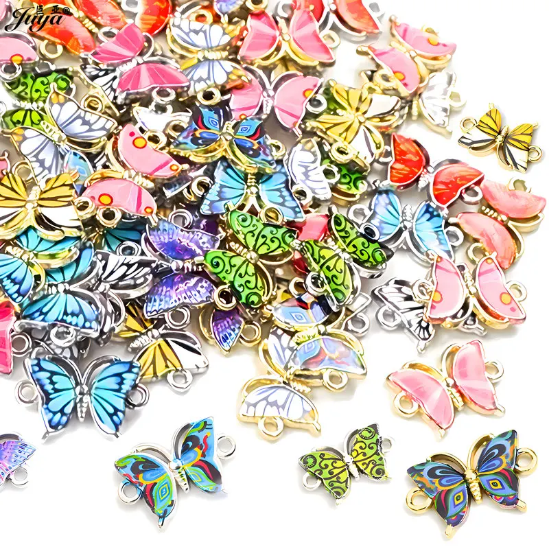 10pcs/lot Enamel Printing Butterfly Connector Boho Style Jewelry Making Accessories For DIY Handmade Bracelets Supplies