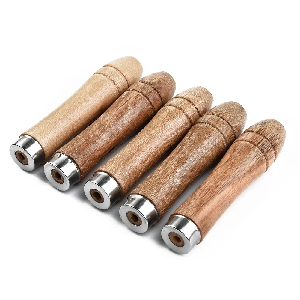 

5pcs Wooden File Handles Wood Files Handle Replacement Strong Metal Collar For Screwdrivers File Craft Tool 9cm