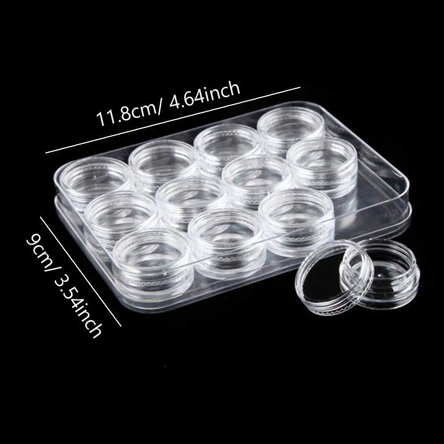 กล่องจัดระเบียบอุปกรณ์ทำเล็บ 12 ช่อง สำหรับใส่เพชร ลูกปัด เครื่องประดับ กล่องเก็บของพลาสติกใสสำหรับอุปกรณ์เสริมความงาม