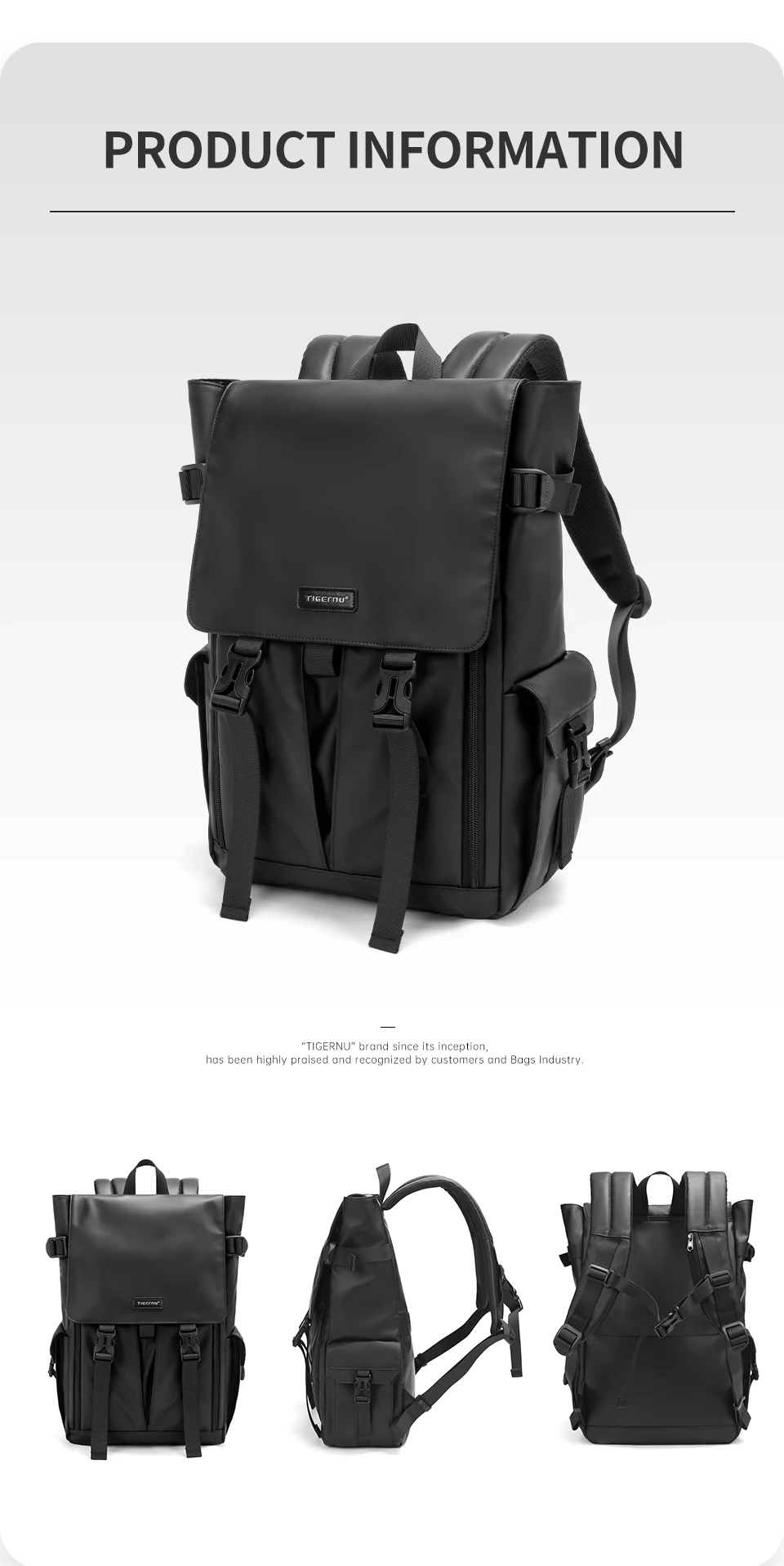 Tigernu Herren Rucksack Jugend Schulrucksäcke Mode Kabinenrucksack für Männer 15,6 Zoll Laptop Rucksäcke Reise Mochilas Rucksack – Detail 10