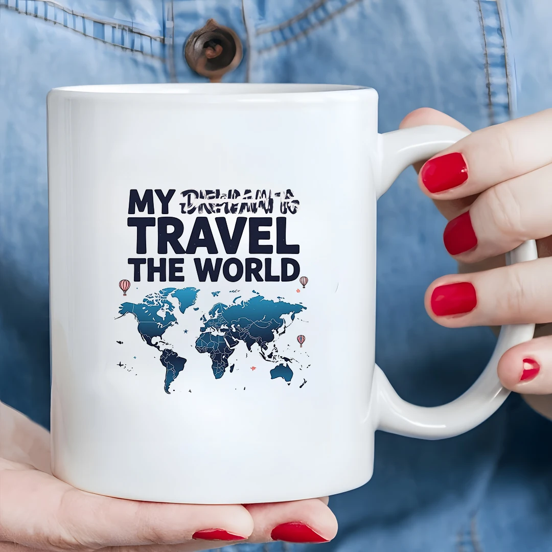 كوب خريطة السفر سعة 11 أونصة + كوب السفر العالمي + كوب مكتب عائلي للأطفال - هدية عيد الميلاد