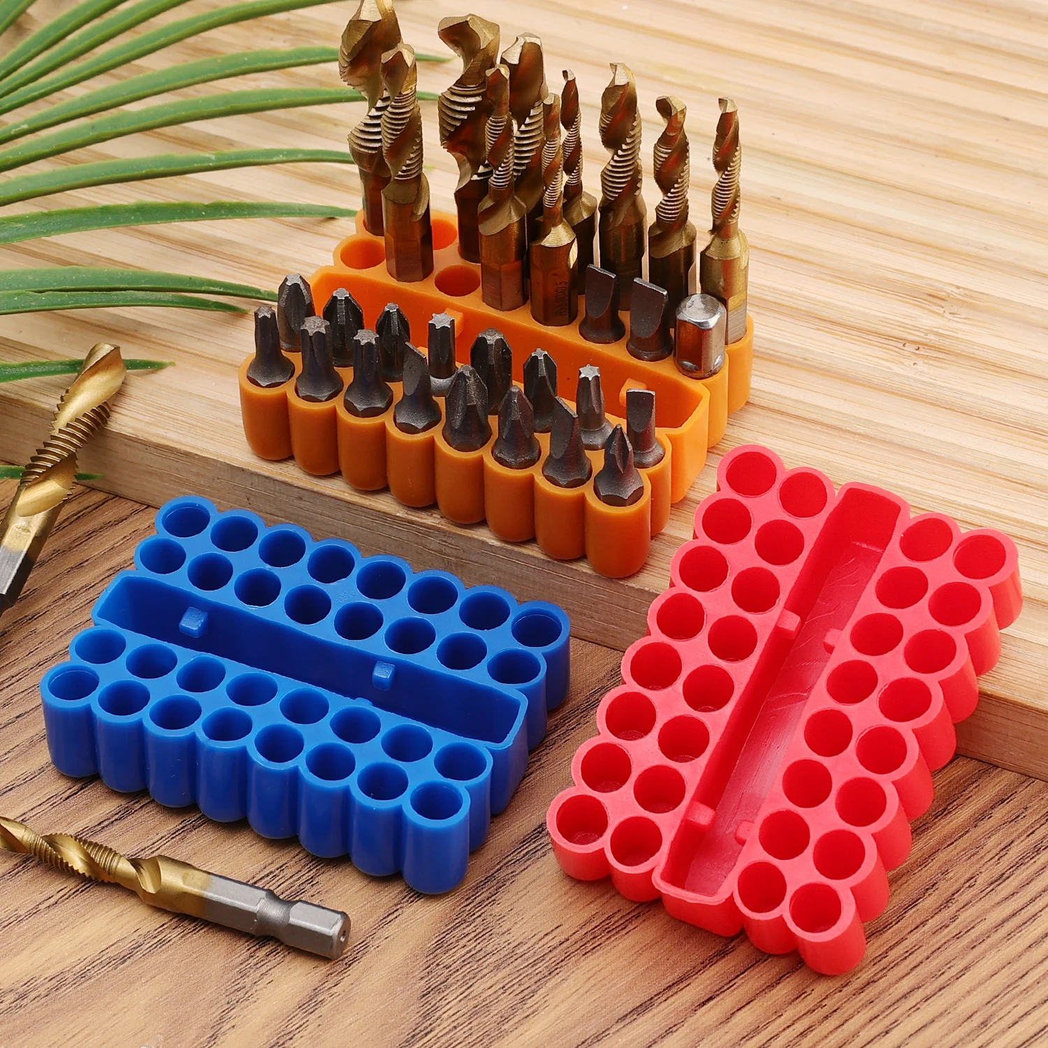 2-10Pcs Bit Holder 32 Holes Hex Shank Batch Head Shank Storage High Elasticity Strip Soft Rubber Box Screwdriver Drill Organizer