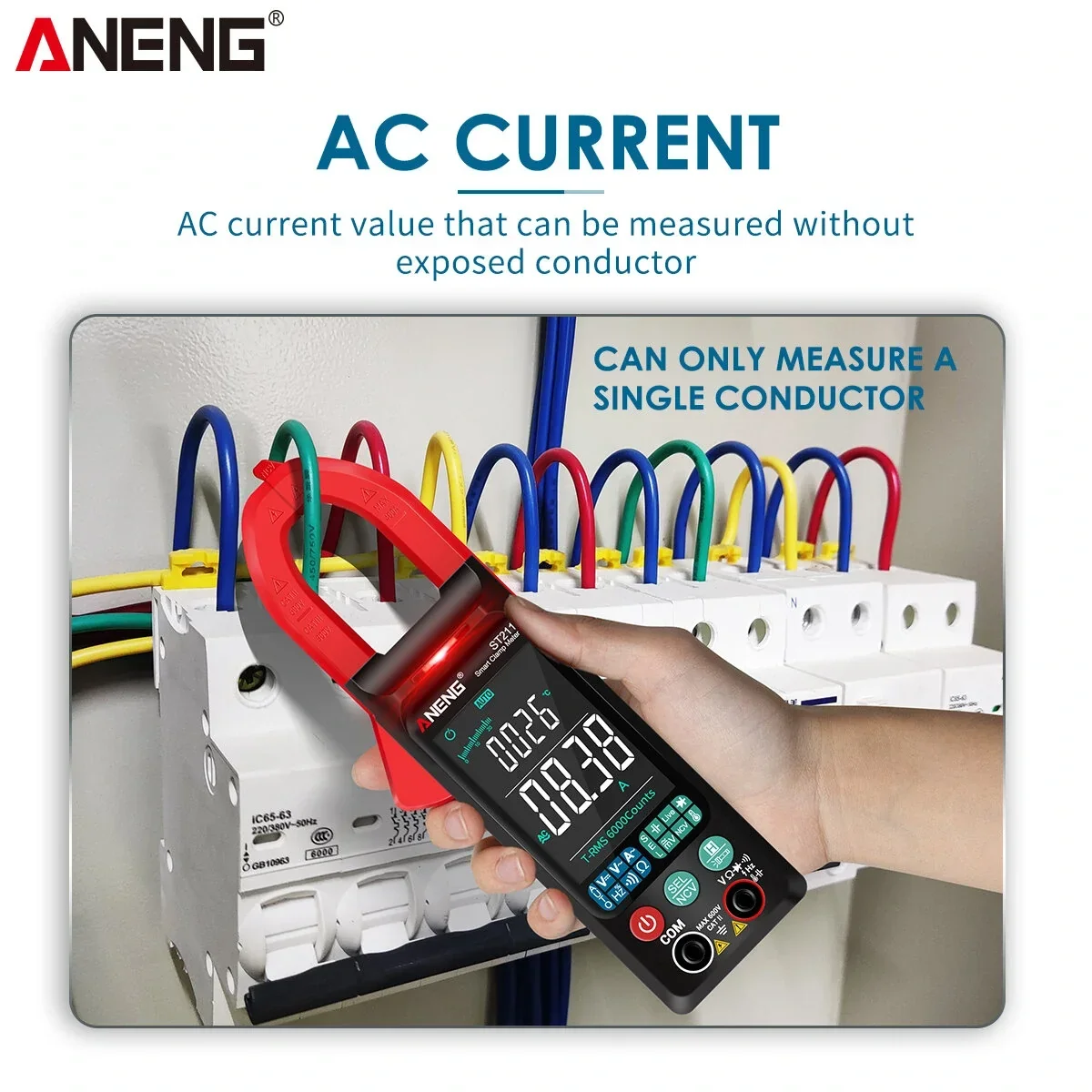 ANENG ST211/ST212 6000 Counts Digital Clamp Meter DC/AC Current 400A Multimeter Large Color Screen Voltage Tester Car Hz NCV Ohm