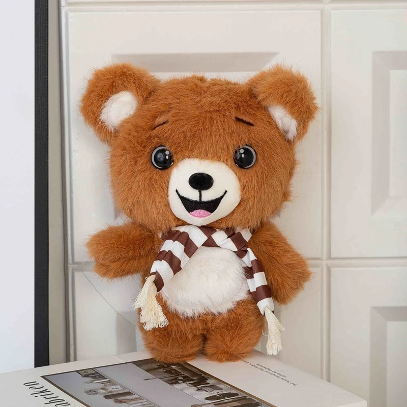 

25CM Super Cute Big-eyed Scarf Bear Plush Toy Soft Little Bear Doll for Girls Perfect for Children's Festival and Birthday Gift