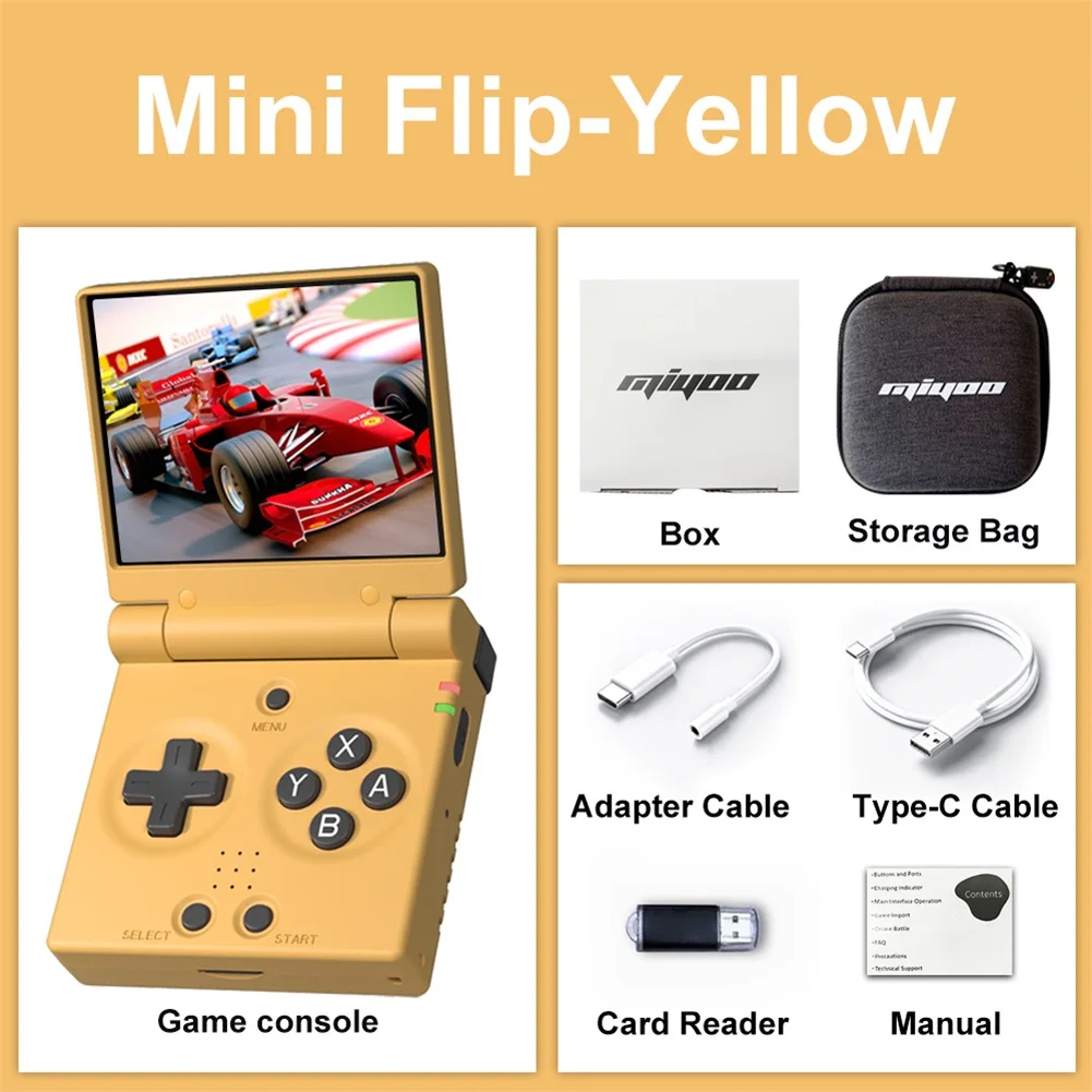 MIYOO Mini Flip Retro Handheld-Spielkonsole, 2,8 Zoll 750*560 IPS-Bildschirm, tragbarer Linux-Emulator Handheld-Spielgerät als Geschenk